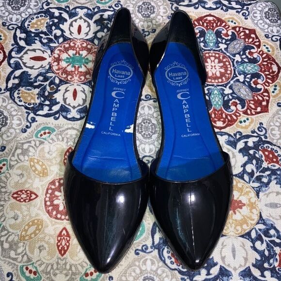 Jeffery Campbell, Havana Last Jelly Flat D’Orsay Solid Black Patent Women’s 6 M - Picture 1 of 12